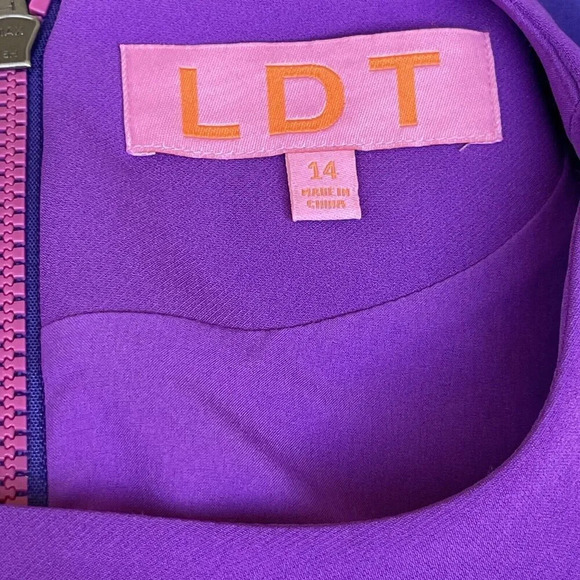 New LDT Dress Women’s Color-block Short Sleeve Belted Crew-neck 14 MSRP:$199 - Picture 4 of 4
